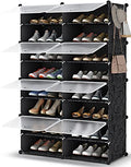 HOMIDEC Shoe Rack, 8 Tier Shoe Storage Cabinet 32 Pair Plastic Shoe Shelves Organizer for Closet Hallway Bedroom Entryway - color: Black, style: 2 by 8