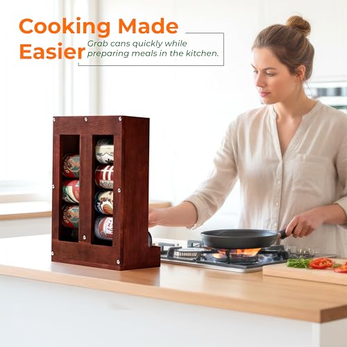 HOMESTEAD Wooden Can Organizer for Pantry, Solid Wood Canned Food Rack, Holds Standard 14.2 oz Cans, Space-Saving Kitchen Storage for Cabinets & Countertops (Brown) - color: Brown