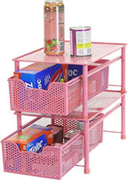 Simple Houseware Stackable Cabinet Basket Drawer Organizer, Pink - color: Pink, size: 1-Tier