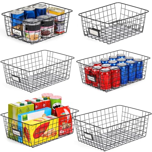 6 Pack Wire Baskets for Pantry Organization and Storage, Kitchen Organizer, 2 XXLarge & 2 XLarge & 2 Large - size: Large-6 Pack