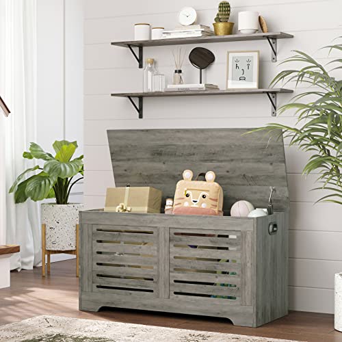 DINZI LVJ Long Wall Shelves, 39.4Inch Wall Mounted Shelves Set of 2, Easy-to-Install, Wall Storage Ledges with Sturdy Metal Brackets for Living Room, Bathroom, Bedroom, Kitchen, Grey Wash - color: Grey Wash, size: 39.4 Inch