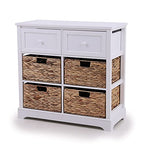 PHI VILLA White Storage Cabinet with Baskets, Accent Cabinet with Drawers, Entryway Rattan Cabinet with Shelves - color: White, size: 6 Drawers