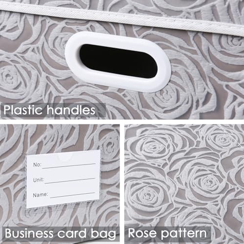 PRANDOM Jumbo Collapsible Storage Boxes with Lids Fabric Decorative Storage Bins Cubes Organizer Baskets with Cover Handles Divider for Bedroom Closet Living Room 23.2x15.7x11.6 Inch 3 Pack - color: Gray, size: XX Large(3-Pack)