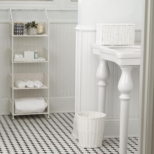 Household Essentials Small Wicker Basket with Lid, Multipurpose Storage Basket for Bathrooms, Shelves, Desks, Vanities, Closets and More, White - color: White, size: Small (Pack of 1)