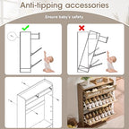 Rattan Shoe Storage Cabinet with 2 Flip Drawers & 2 Drawers, Freestanding Organizer for Front Door Entrance, Hidden Narrow Shoe Rack Cabinet Storage for Entryway, Rustic Oak Rattan - style: 2-Drawers