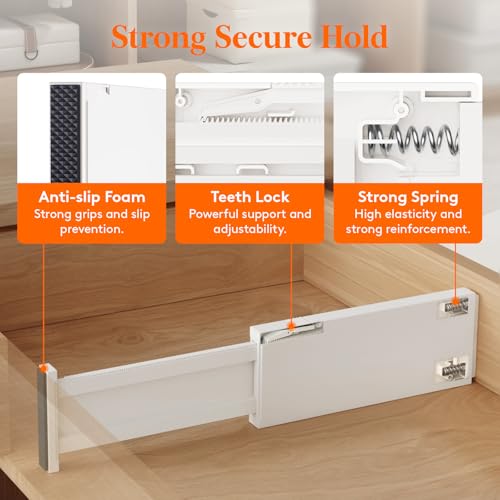 Lifewit 14 Pack Drawer Dividers 4" High 28-43.5cm/11-17" Adjustable Drawer Organizer for Clothes/Utensils, Expandable Drawer Separator in Dresser/Kitchen/Bedroom/Office Organization & Storage Beige - color: Beige