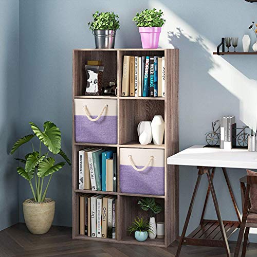 PRANDOM Large Foldable Cube Storage Bins 13x13 inch [4-Pack] Fabric Linen Storage Baskets Cubes Drawer with Cotton Handles Organizer for Shelves Nursery Closet Bedroom Purple - color: Purple, size: 13x13 inch(4-Pack)