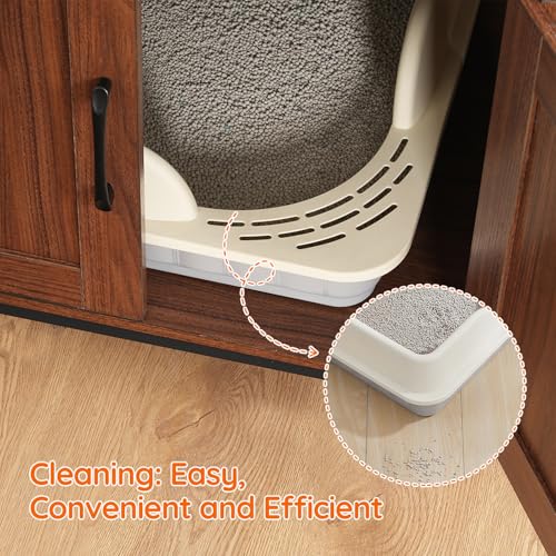 HOOBRO Litter Box Enclosure, Litter Box Furniture with Storage, 2-in-1 Hidden Cat Furniture with Shelf, 2 Dangling Plush Balls and 1 Toy Ball, Large Wooden Cat Washroom, Walnut WL78MW01 - color: Walnut