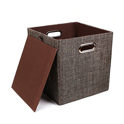 Posprica Storage Bins Cube Containers Boxes,Thick and Heavy Duty Fabric Drawers, 11×11 inch- Set of 4,Brown - color: Brown, size: 11×11×11/4pcs