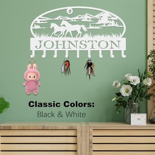 Personalized Galloping Horse Key Hook Wall Mount,Fashion Wall Key Holder of Galloping Horse in Mountain Landscape,Metal Key Rack for Wall Decor,Office,Entryway - color: Galloping Horse