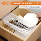 2 Pack Deep Drawer Organizer Bins, Adjustable Sliding Drawer Organizer Bin Expandable Tray for Kitchen Utensils, BBQ Tools, Towels, Durable Plastic Sliding for Easy Storage (12.4" to 18”) - size: 12.4" to 18”