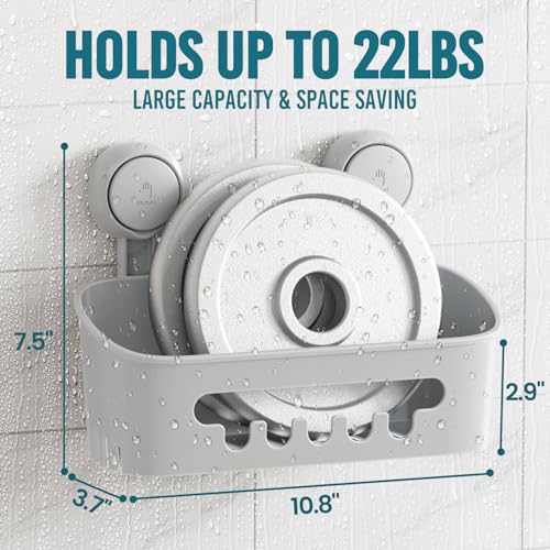 TAILI Shower Caddy Suction Cup, Heavy Duty Bathroom Organizer, Removable Shelves for Inside Shower, Shampoo, Waterproof Suction Plastic Storage for Bathroom Accessories Holder, Gray - style: 1 × Grey