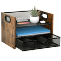 Wood Desk Organizer - 3-Tier Desktop File Organizer with Drawer, Wooden Paper Tray, Office Desk Organzier and Accessories for Papers, Mail, Notebooks, Stationery - size: 3 Tier Drawer
