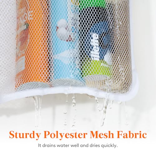 Lifewit Cruise Essentials Shower Caddy Must-Have, 9 Pockets Hanging Bathroom Organizer with Quick-Dry Mesh, Portable Shower Bag to Storage Soap, Shampoo, for RVing, Travel, Camping, White, 1 Pack - size: 17" x 34"