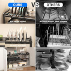 Mustorn Pots and Pans Organizer Under Cabinet, Expandable 1 Tier Under Sink Organizers and Storage Adjustable Height Kitchen Pot and Pan Lid Holder Rack with 6 Dividers Under Cabinet Shelf(Black) - size: 2panels &1 pot rack-1 Tier