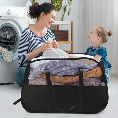 Collapsible Laundry Baskets with Easy Carry Handles, 95L Clothes Hamper for Storage, Foldable Laundry Basket Tear-proof, Large Pop Up Hampers for Laundry, Bedroom, Bathroom, Dorm Black - style: Black