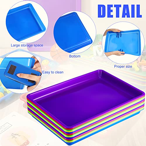 Maitys 15 Pcs Flat Plastic Trays 16.1 x 11.8'' Sensory Storage Tray Paper Stackable Classroom Bins for Office Home Organizer Arts and Crafts Supplies(Classic Color) - color: Classic Color