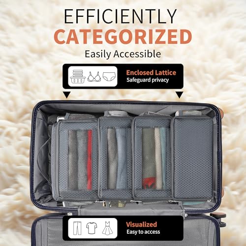 Suitcase Organizer Travel Bags Organizer for Luggage Compression Hanging Packing Cubes for Travel Carry on Closet (Bag Only) - color: Grey, size: Small
