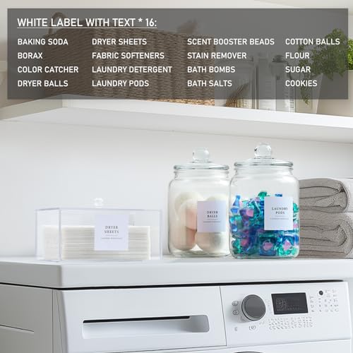 Glass Jars and Dryer Sheet Holder, Dispenser Set with Lids and Labels, Containers for Laundry Room Organization and Storage, Half Gallon Airtight Glass jars, Acrylic Storage Box for Laundry supplies, - color: Clear