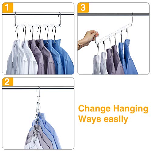 HOUSE DAY 10.5 Inch Closet Space Saving Wardrobe Clothing Magic Hangers Oragnizer Heavy Chrome Hangers, Updated Hook Design Pack of 8 - size: 8 Pack