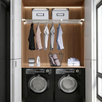 BAOYOUNI Expandable Closet Tension Shelf Adjustable Clothes Storage Rack Hanger Rod Organiser Ivory, 39.76-60.04 Inch - size: (39.76-60.04) IN