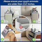 Silicone Couch Cup Holder Tray, 3-Side Sofa Armrest Organizer with Secure Gear-Shaped Locking Holder & Large Tablet Slot, Non-Slip Weighted Armchair Caddy, Couch Accessories (Grey) - color: Grey