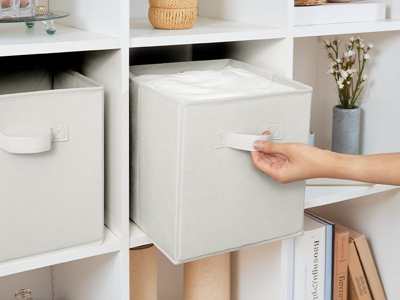 Cupic Cupid 11 Inch Storage Cube, Fabric Cube Storage Bin with Handles, Storage Cube Organizer for Clothes and Toys, Collapsible Cube Bins for Closet, Shelves, Nursery, 6-Pack, Light Gray - color: Light Gray, size: 11 Inch
