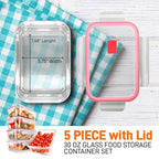 Nutrichef 10-Piece Glass Food Containers - Stackable Superior Glass Meal-prep Storage Containers, Newly Innovated Leakproof Locking Lids w/Air Hole, Freezer-to-Oven-Safe (Red) - color: Red