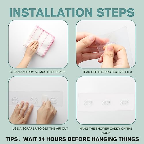 4 PCS Corner Shower Caddy Adhesive Sticker Replacement Hook, for Shower Caddy Bathroom Rack Shelf Soap Dish Basket Wall Hanging Hook with Strong Sticky, No Drilling Bath Toilet Kitchen Organizer - color: 3 hooks