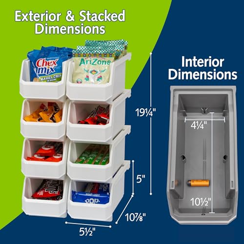 ReadySpace Plastic Containers for Organizing and Storage Bins for Closet, Kitchen, Office, Garage or Pantry Organization, Stackable Bins, Medium (11" x 5" x 5.5"), 8-Pack, White - color: White, size: Medium, 8-Pack