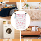 LANGYASHAN Laundry Basket Canvas Fabric Collapsible Organizer Basket for Storage Bin Toy Bins Gift Baskets Bedroom Clothes Children Nursery Hamper (Angel Heart) - color: Round Angel Heart