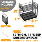 SpaceAid Pull Out Spice Rack Organizer, Heavy Duty Slide Out Seasoning Kitchen Organizer, Cabinet Organizer, with Labels, 7.7" W x10.75 D x10 H, 3 Drawers 2-Tier - style: Three 2"W Drawers, 2 Tier