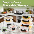 8 Pack Borosilicate Glass Food Storage Containers with Lids, Glass Meal Prep Containers, Airtight Bento Lunch Boxes with Snap Locks, Oven, Freezer and Dishwasher Safe, BPA Free, Kitchen Storage Set - color: Deep Black