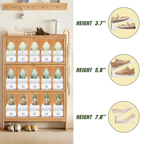 16 Pack Shoe Slots Organizer for Closet, Adjustable Shoe Stackers for a Pair of Shoes Shoe Rack Storage Shoe Space Saver 50% Shoe Shelf Display Holder for Closet - color: Transparent, size: 16 PACK