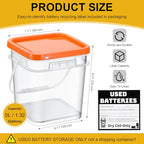 Baderke Battery Disposal Container Battery Recycling Container 1.32 Gallons Capacity Dry Cell Storage Recycling Bin with Label(Orange,Square) - color: Orange