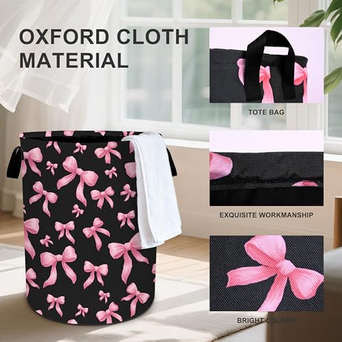Bow Laundry Basket Storage Bin Foldable Laundry Hamper Clothes Storage Bucket Organizer 19.6x15.7 Inch For Laundry Room/Bedroom/Bathroom - color: Bow