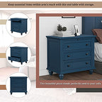 Modern Storage Wood Cabinet with 3-Drawer, Sofa Table Console Table End Table with Pull Out Tray, Accent Table Furniture for Entryway Living Room Bedroom, Fully Assembly Bedside Table (Blue) - color: Blue