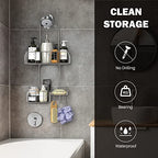 Epicano Anti-Swing Hanging Shower Caddy Stainless Steel 304, Over Head Shower Caddy Rustproof with hooks for Towels, Sponge and more, Chrome - color: Silver