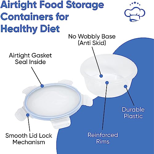 Chef's Path 32 Piece Airtight Food Storage Containers with Royal Blue Easy Snap Lids, 16 Containers and Lids, Stackable Kitchen and Pantry Canisters for Meal Prep and Food Storage -Transparent - color: Pack of 16 - Blue