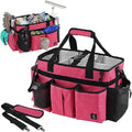 Large Cleaning Caddy Bag Built-in Sturdy Support Board, Cleaning Organizer with Detachable Divider, Cleaning Supply Tote with Adjustable Shoulder Strap&Waist Belt for Cleaners & Housekeeper - color: Rose Red