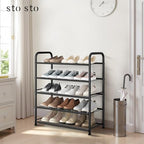 STO STO 5-Tier Shoe Rack with Sturdy Mesh Shelves, Heavy Duty Metal Shoe Organizer for Entryway, Closet, Garage, Front Door, Holds 15 Pairs, Free Standing Shoe Storage Shelf, Adjustable Feet, Black - size: 5-Tier Standard
