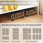 Gashell 2 Pack Bamboo Under Bed Storage with Wheels, 39”x20”x7.8” Lager Under Bed Storage Containers (Brown) - color: Brown