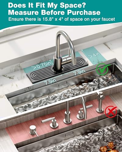 Stone Faucet Mat for Kitchen Sink, Diatomite Sink Protectors - Prevent Moisture Drying Stone Tray Fit Kitchen Counter & Bathroom Counter (Dark Gray, 15.8" x 4") - color: Dark Gray, size: 15.8" x 4"