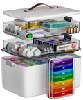 CTIME 3-Tier Medicine Organizer with Pill Case - Portable Pill Case & Empty First Aid Kit for Home, Travel, RV, School, Dorm, Ideal Elderly, Father Gift - size: 3 Tier Medicine Organizer Set