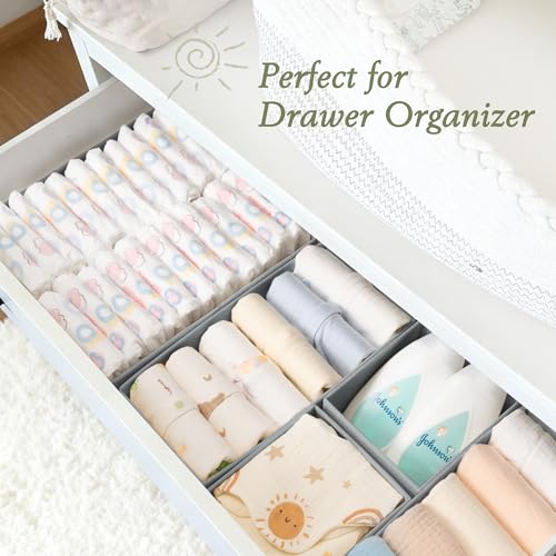 Criusia Drawer Organizers 18-Piece Set, Dresser Organizer for Baby Clothes, Foldable Closet Storage & Drawer Dividers for Underwear, Socks, Nursery (Gray) - color: Gray
