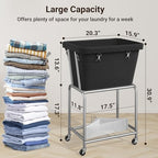 ELYKEN Rolling Laundry Hamper with Wheels, Laundry Cart with Removable Bag, Heavy Duty Metal Frame, 2-Tier Clothes Basket Hamper with Shelf for Closet, Bedroom, Bathroom, Laundry Room, Black - color: Black, size: 20.3"l X 15.9"w X 30.9"h