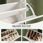 ONBRILL Shoe Cabinet with 4 Flip Drawers, Freestanding Ultra Slim Hidden Shoe Organizer with Classic Arched Pattern, 16-24 Pairs Shoe Storage Cabinet for Entryway Hallway Living Room (White) - color: White