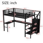 Bellemave Full Size Metal Loft Bed with L Shaped Desk and Wardrobe, Heavy Duty Loft Bed Frame with Storage Stairs, LED Loft Bed Frame with Charging Station & Safety Guardrails, Black - color: Black, size: Full