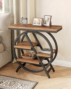 End Table, Narrow Side Table with 4-Tier Large Storage Space, Modern Bedside Table for Living Room, Home Office, Bedroom, Brown - color: Brown