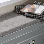 Haotian Grey Hallway Shoe Bench, Narrow Shoe Rack with Adjustable Shelf, Small Shoe Cabinet with 1 Flip-Drawer and Seat Cushion, FSR82-K-HG